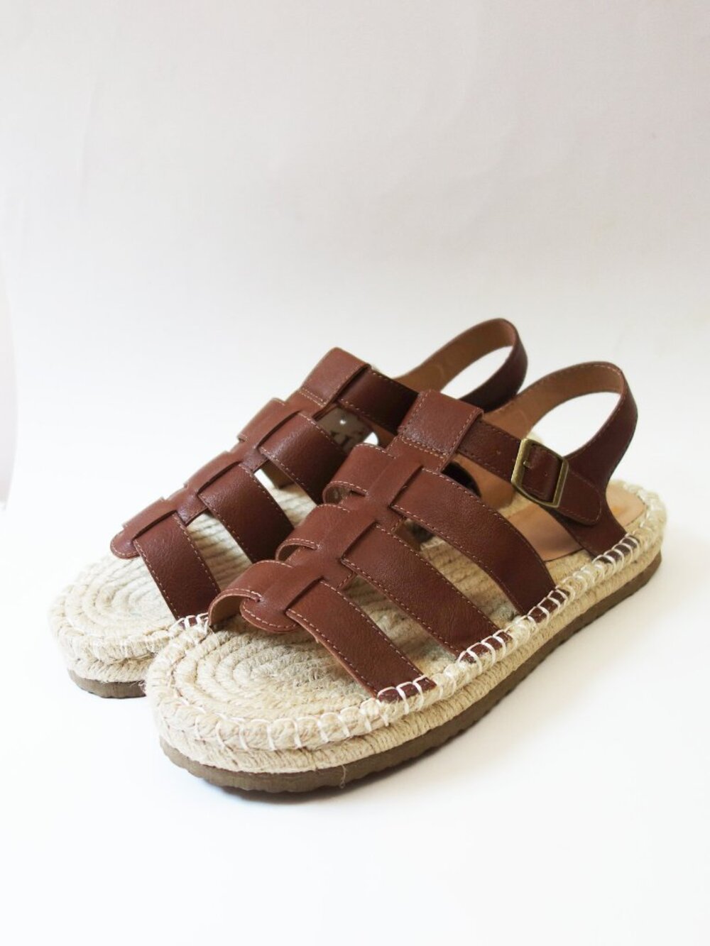 Haute Hippie Brown Fisherman Sandals Faux Leather Adjustable (7.5M) NWT!
